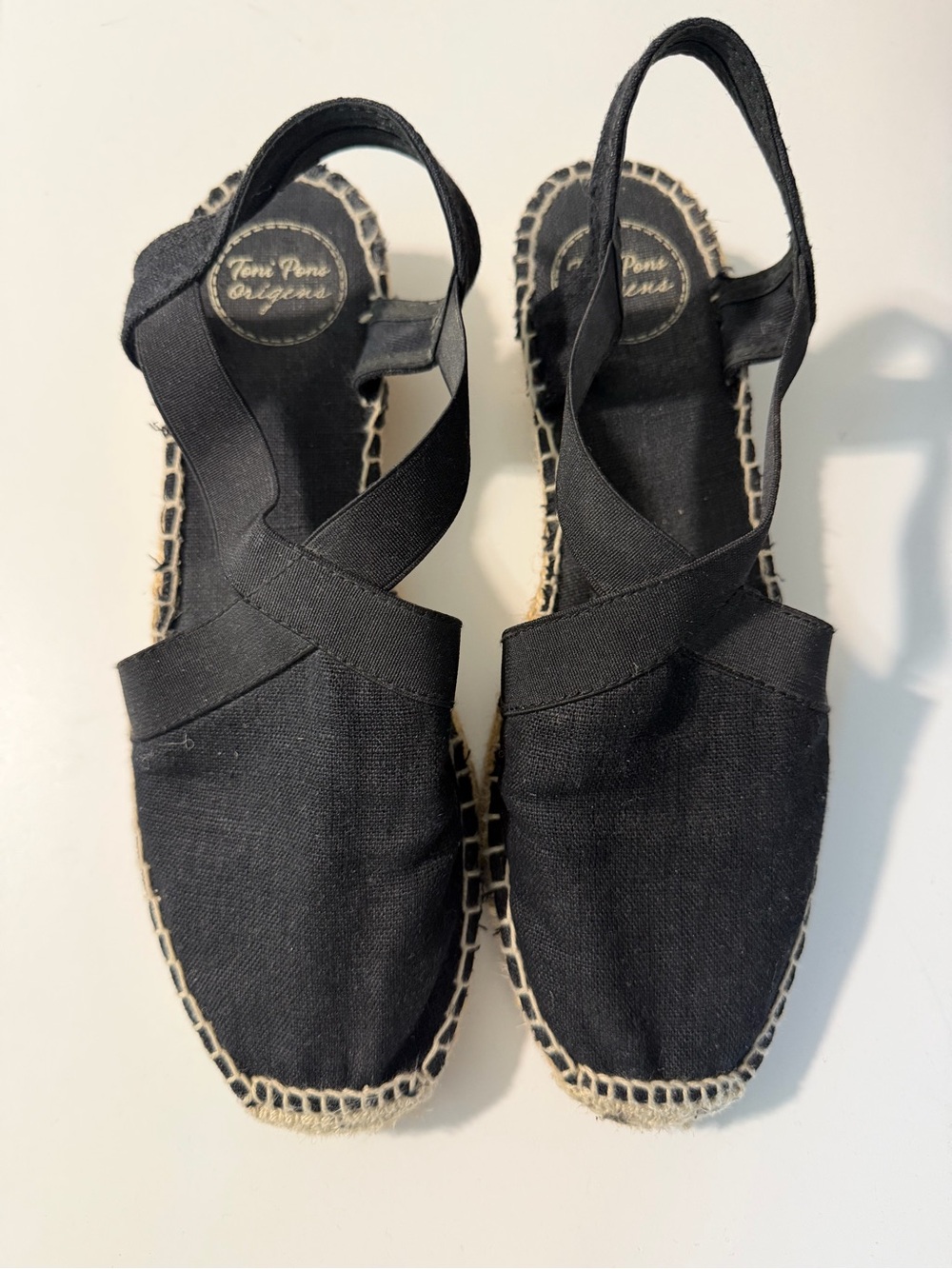 Toni Pons Origens Black Canvas Slingback Espadrille Sandals Women's Size39 US 8